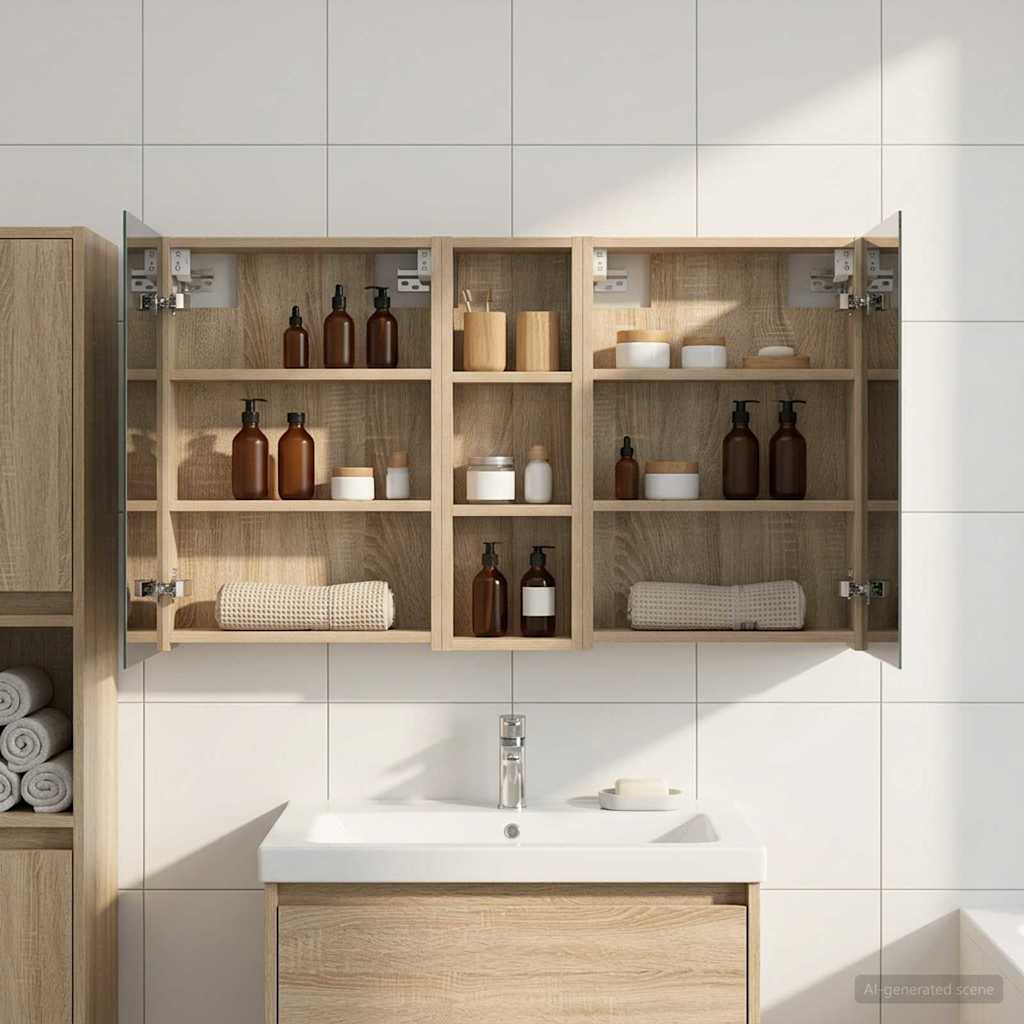 Badeværelsesskabsæt 3 pcs 100 x 10,5 x 60,5 cm Konstrueret træ