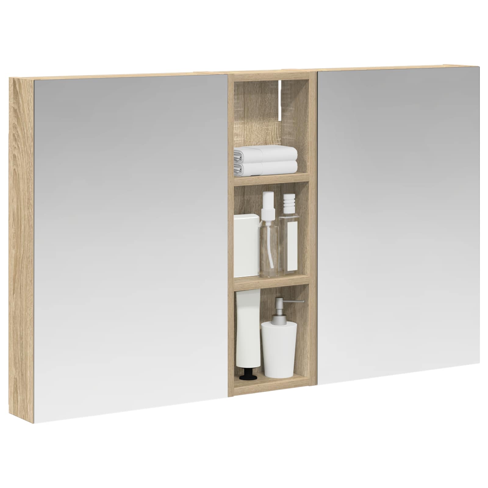 Badeværelsesskabsæt 3 pcs 100 x 10,5 x 60,5 cm Konstrueret træ