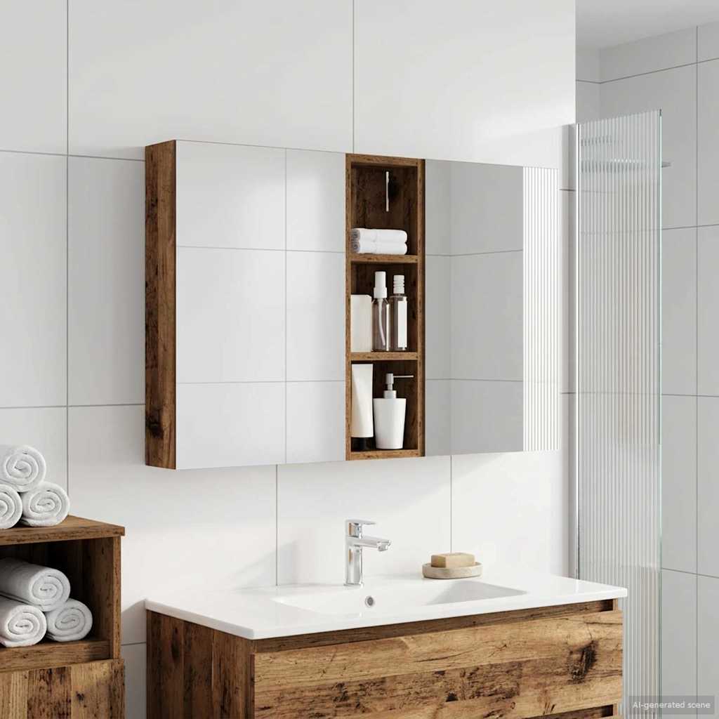 Badeværelsesskabsæt 3 pcs 100 x 10,5 x 60,5 cm Konstrueret træ