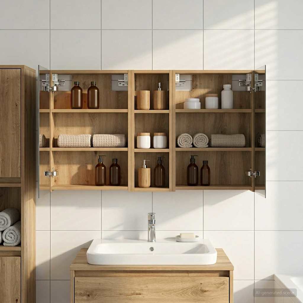Badeværelsesskabsæt 3 pcs 100 x 10,5 x 60,5 cm Konstrueret træ