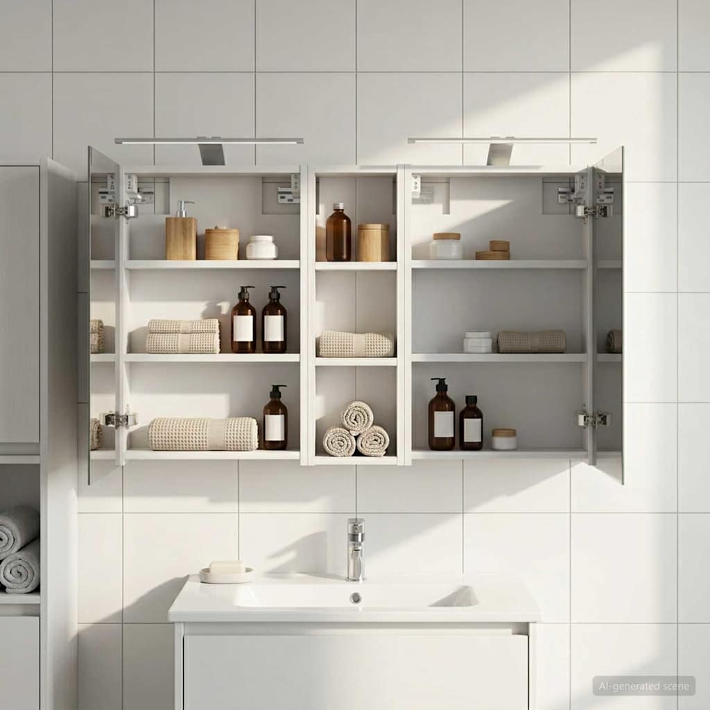 Badeværelsesskabsæt 3 pcs 100 x 10,5 x 60,5 cm Konstrueret træ