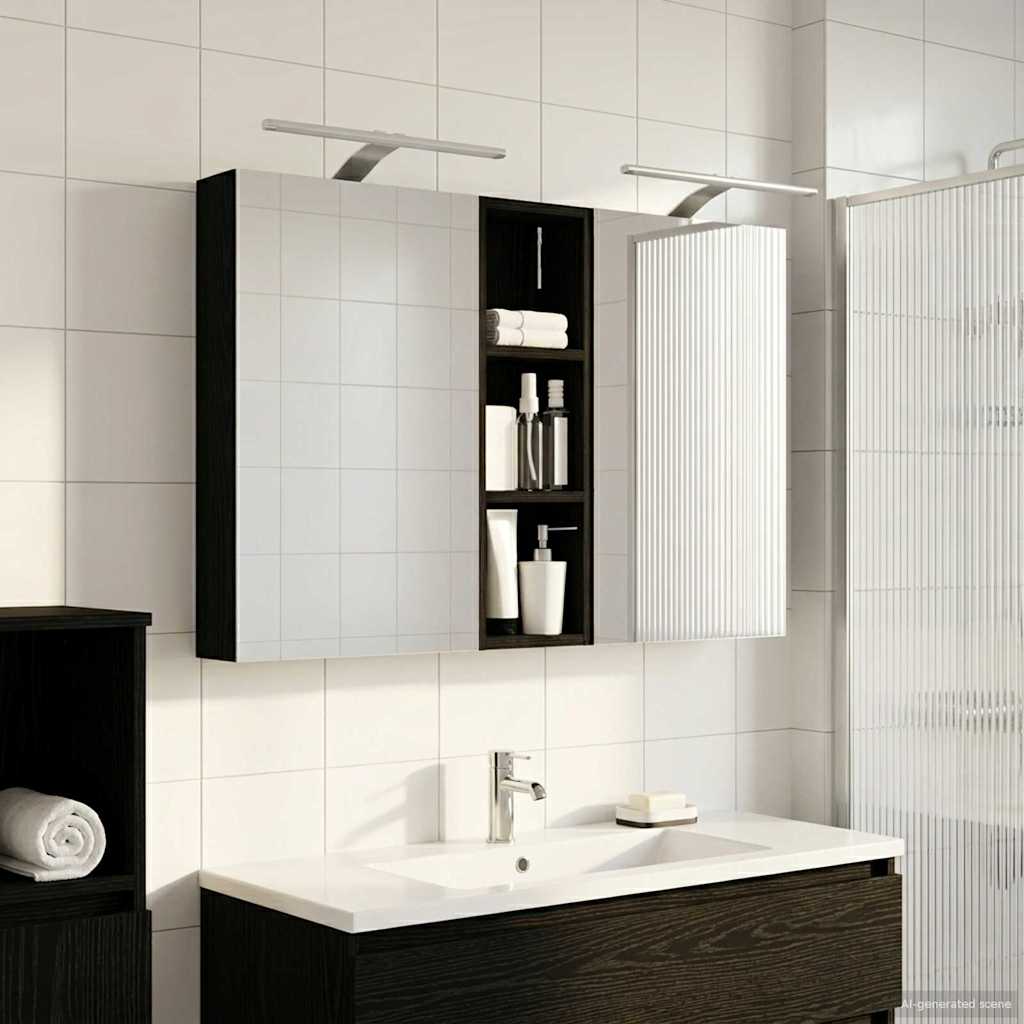 Badeværelsesskabsæt 3 pcs 100 x 10,5 x 60,5 cm Konstrueret træ