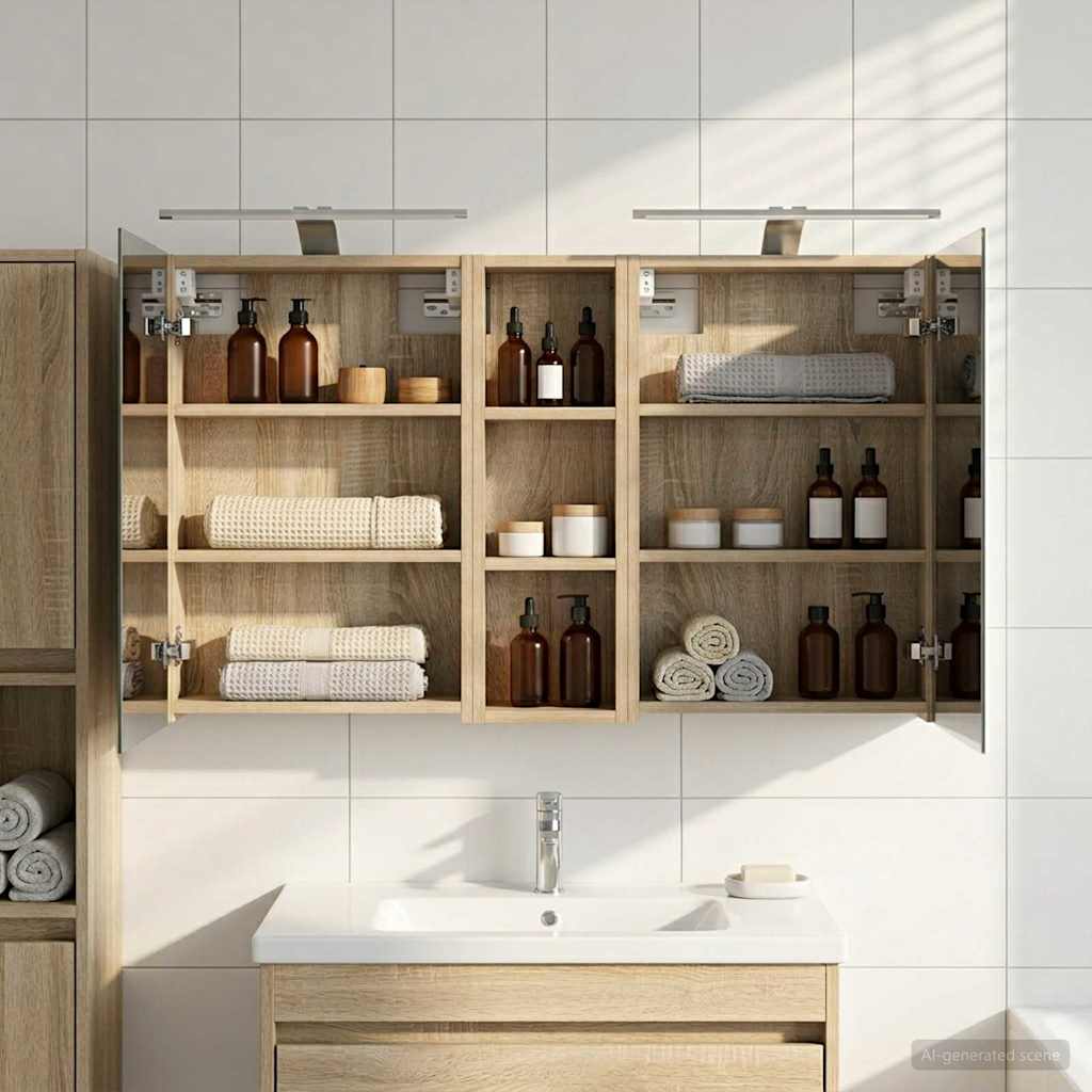 Badeværelsesskabsæt 3 pcs 100 x 10,5 x 60,5 cm Konstrueret træ