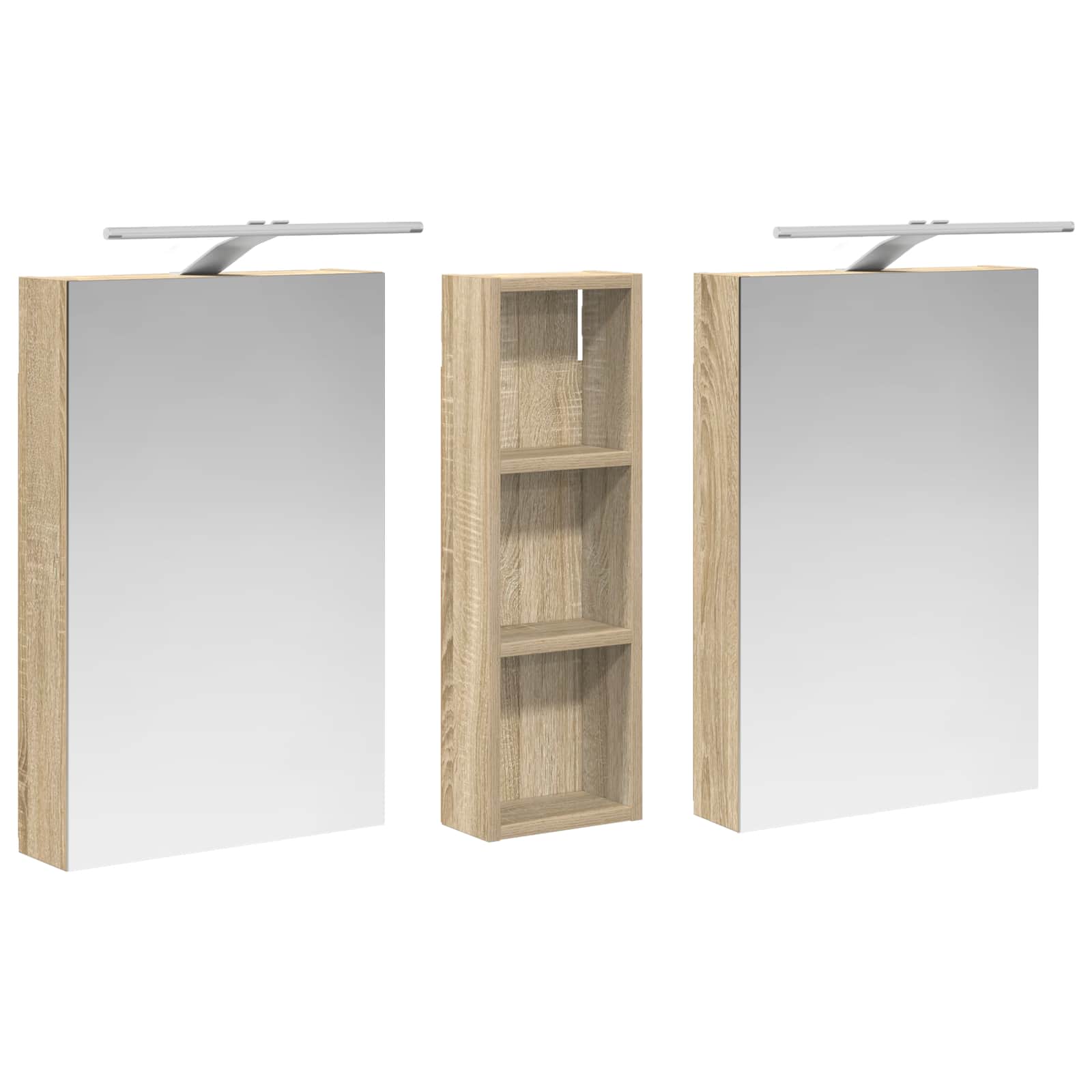 Badeværelsesskabsæt 3 pcs 100 x 10,5 x 60,5 cm Konstrueret træ