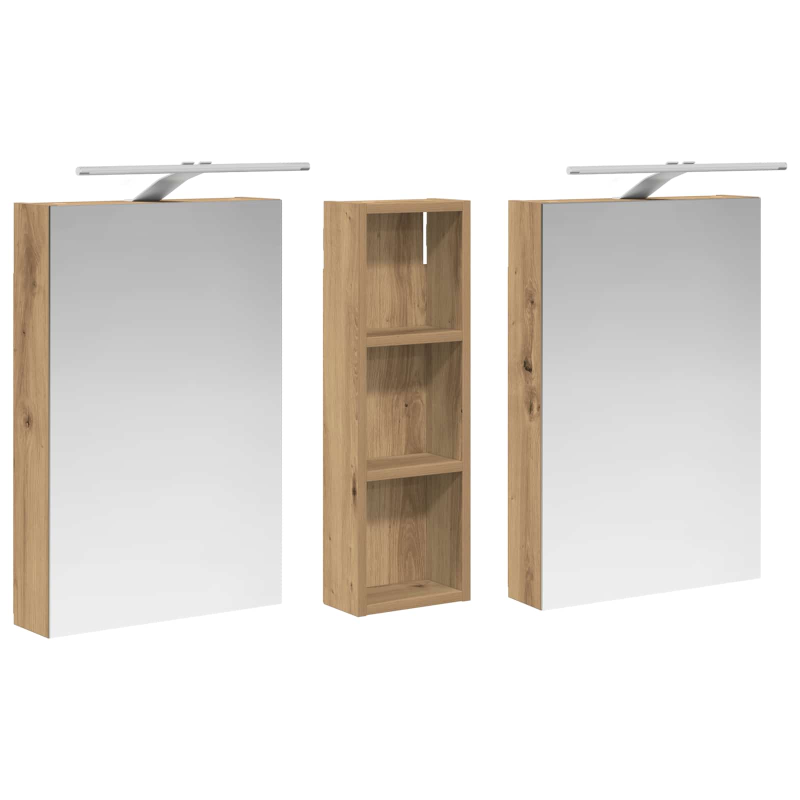 Badeværelsesskabsæt 3 pcs 100 x 10,5 x 60,5 cm Konstrueret træ