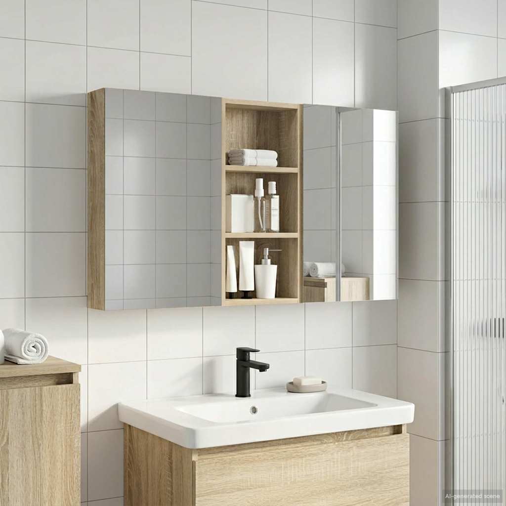 Badeværelsesskabsæt 3 pcs 110 x 10,5 x 60,5 cm Konstrueret træ