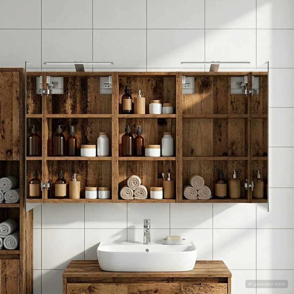 Badeværelsesskabsæt 3 pcs 110 x 10,5 x 60,5 cm Konstrueret træ