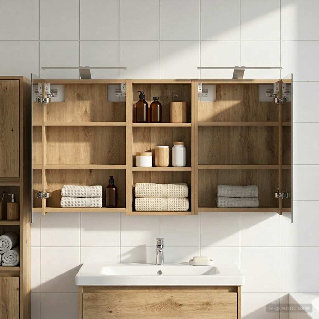 Badeværelsesskabsæt 3 pcs 110 x 10,5 x 60,5 cm Konstrueret træ