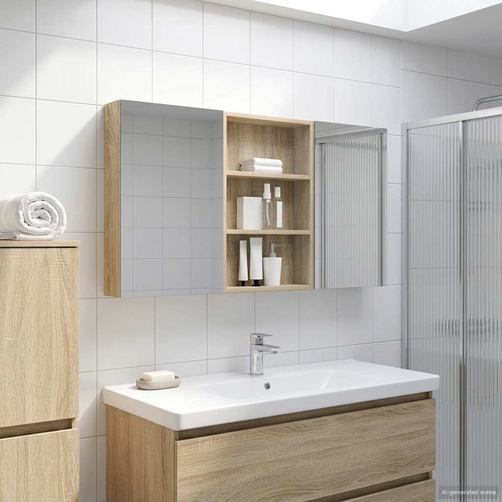 Badeværelsesskabsæt 3 pcs 120 x 10,5 x 60,5 cm Konstrueret træ