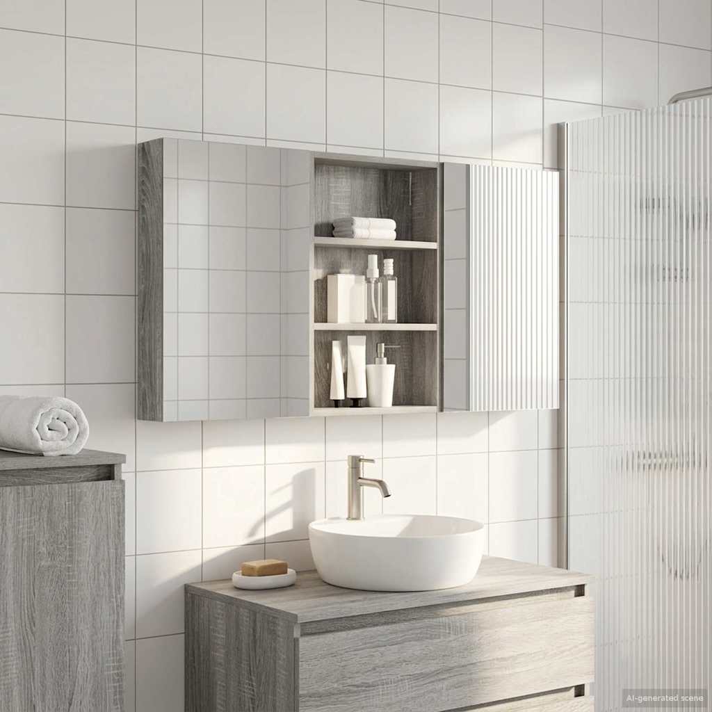 Badeværelsesskabsæt 3 pcs 120 x 10,5 x 60,5 cm Konstrueret træ