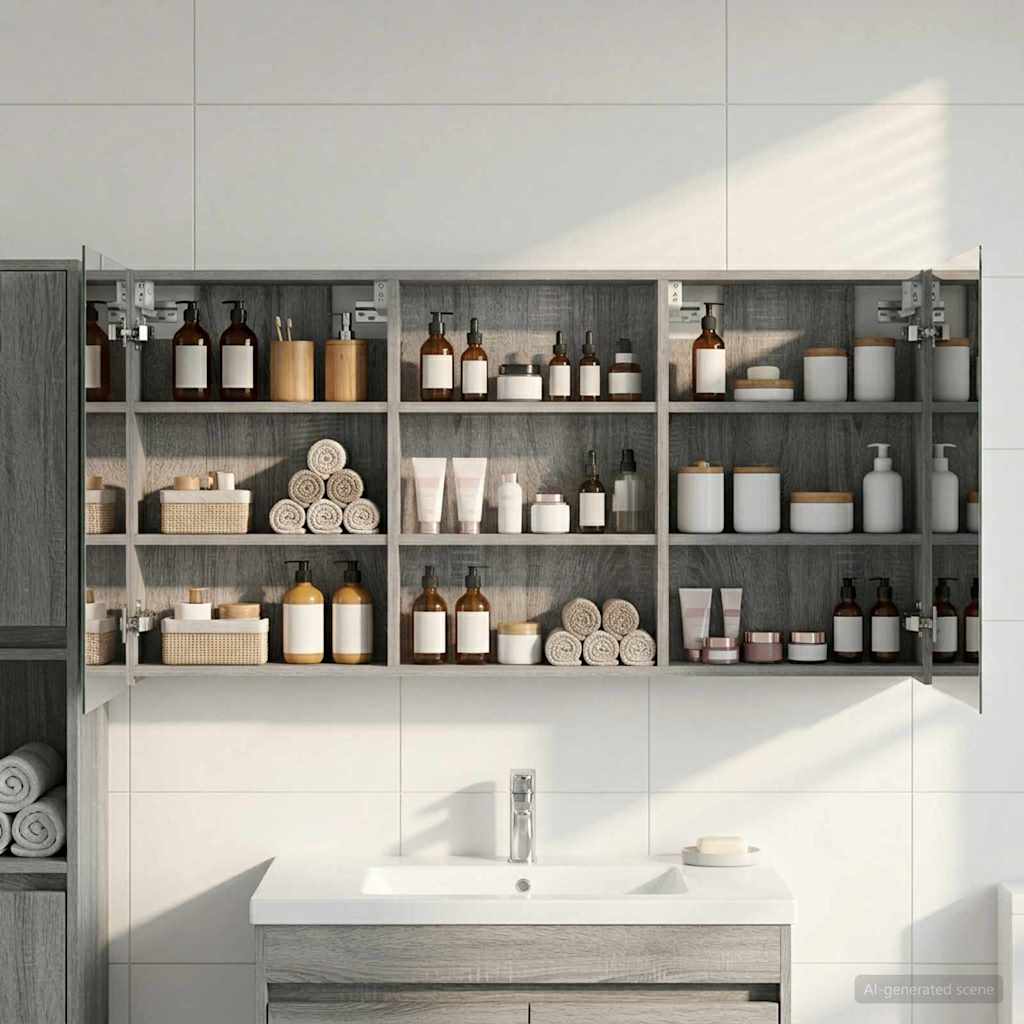 Badeværelsesskabsæt 3 pcs 120 x 10,5 x 60,5 cm Konstrueret træ