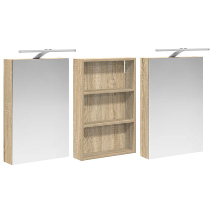 Badeværelsesskabsæt 3 stk. 120 x 10,5 x 60,5 cm Konstrueret træ