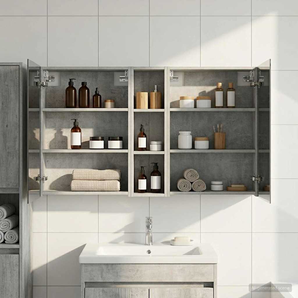 Badeværelsesskabsæt 3 pcs 120 x 14,5 x 70 cm Konstrueret træ