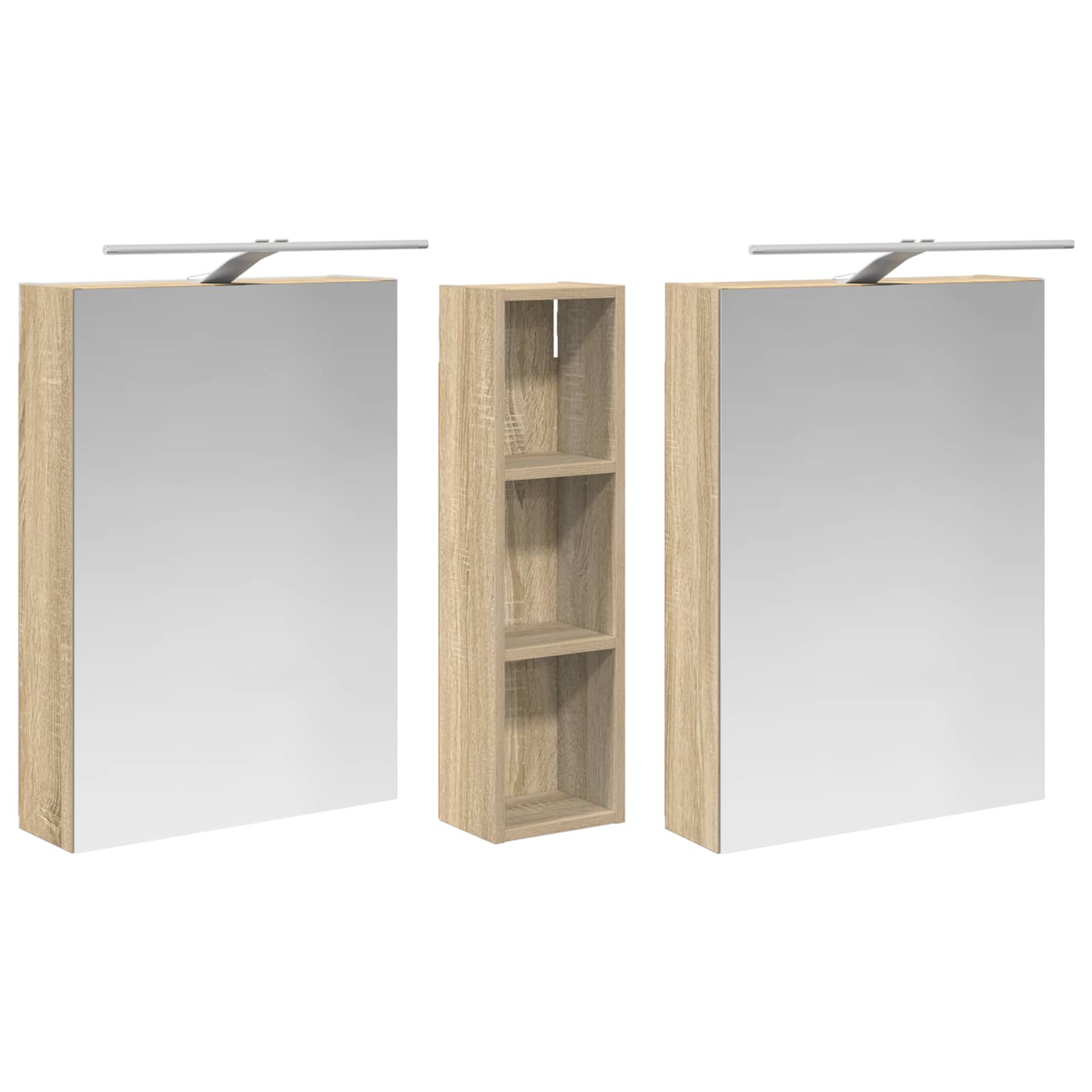 Badeværelsesskabsæt 3 pcs 120 x 14,5 x 70 cm Konstrueret træ