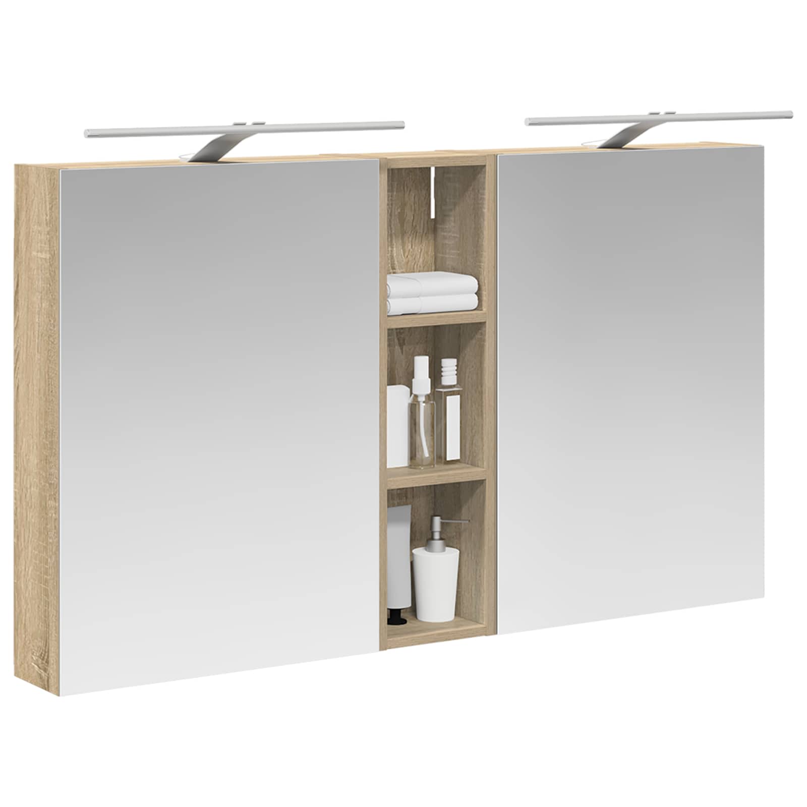 Badeværelsesskabsæt 3 pcs 120 x 14,5 x 70 cm Konstrueret træ