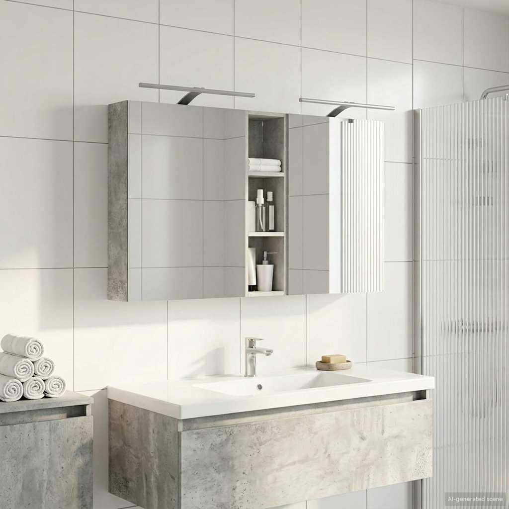 Badeværelsesskabsæt 3 pcs 120 x 14,5 x 70 cm Konstrueret træ