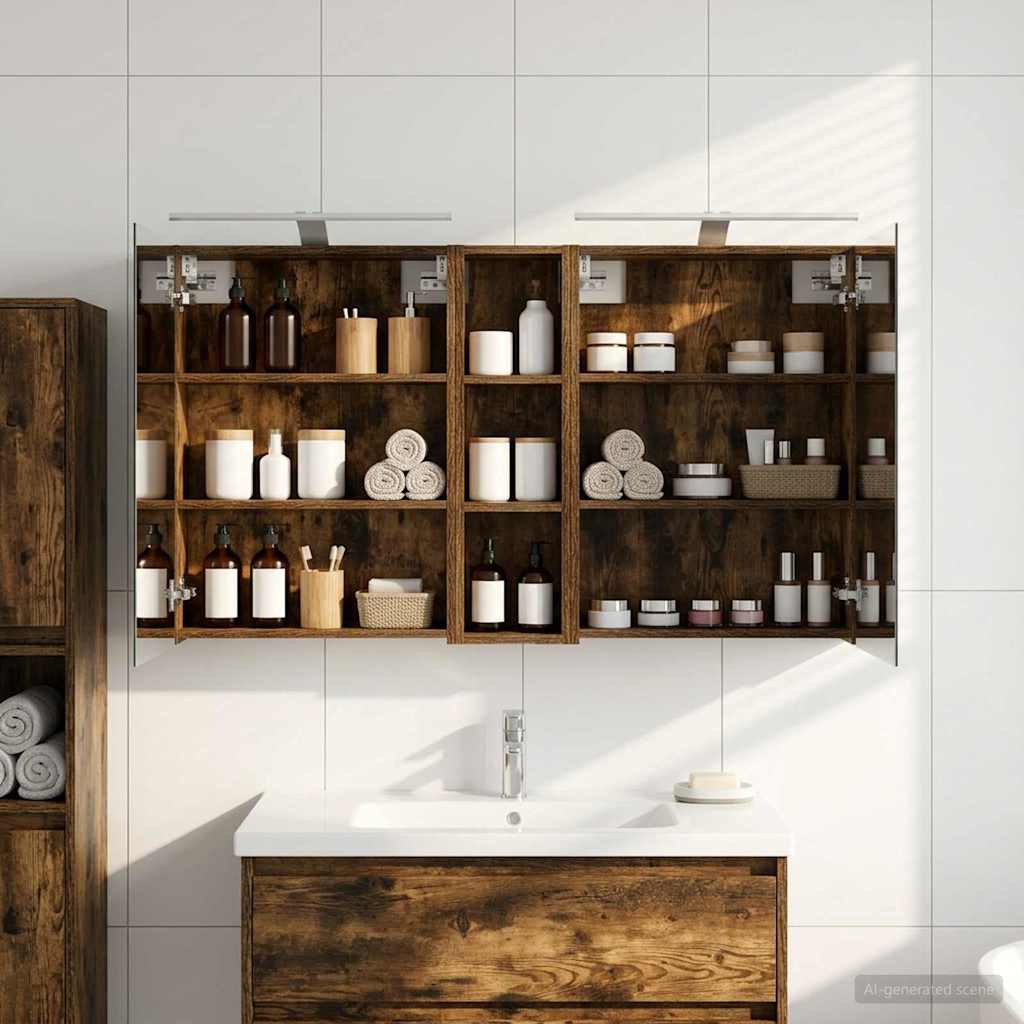 Badeværelsesskabsæt 3 pcs 120 x 14,5 x 70 cm Konstrueret træ