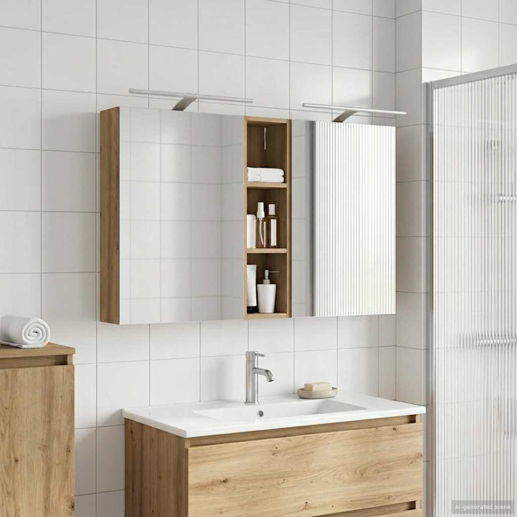 Badeværelsesskabsæt 3 pcs 120 x 14,5 x 70 cm Konstrueret træ