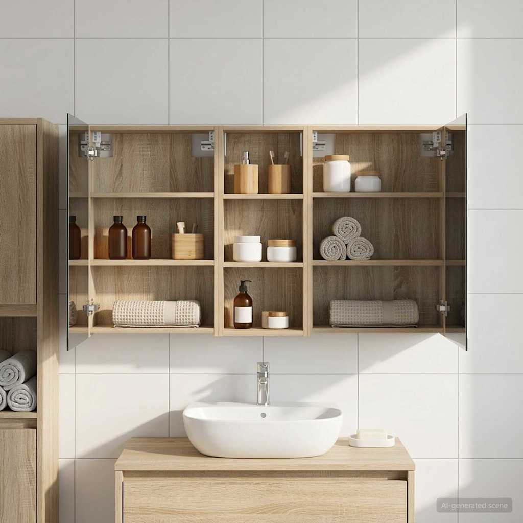 Badeværelsesskabsæt 3 pcs 130 x 14,5 x 70 cm Konstrueret træ