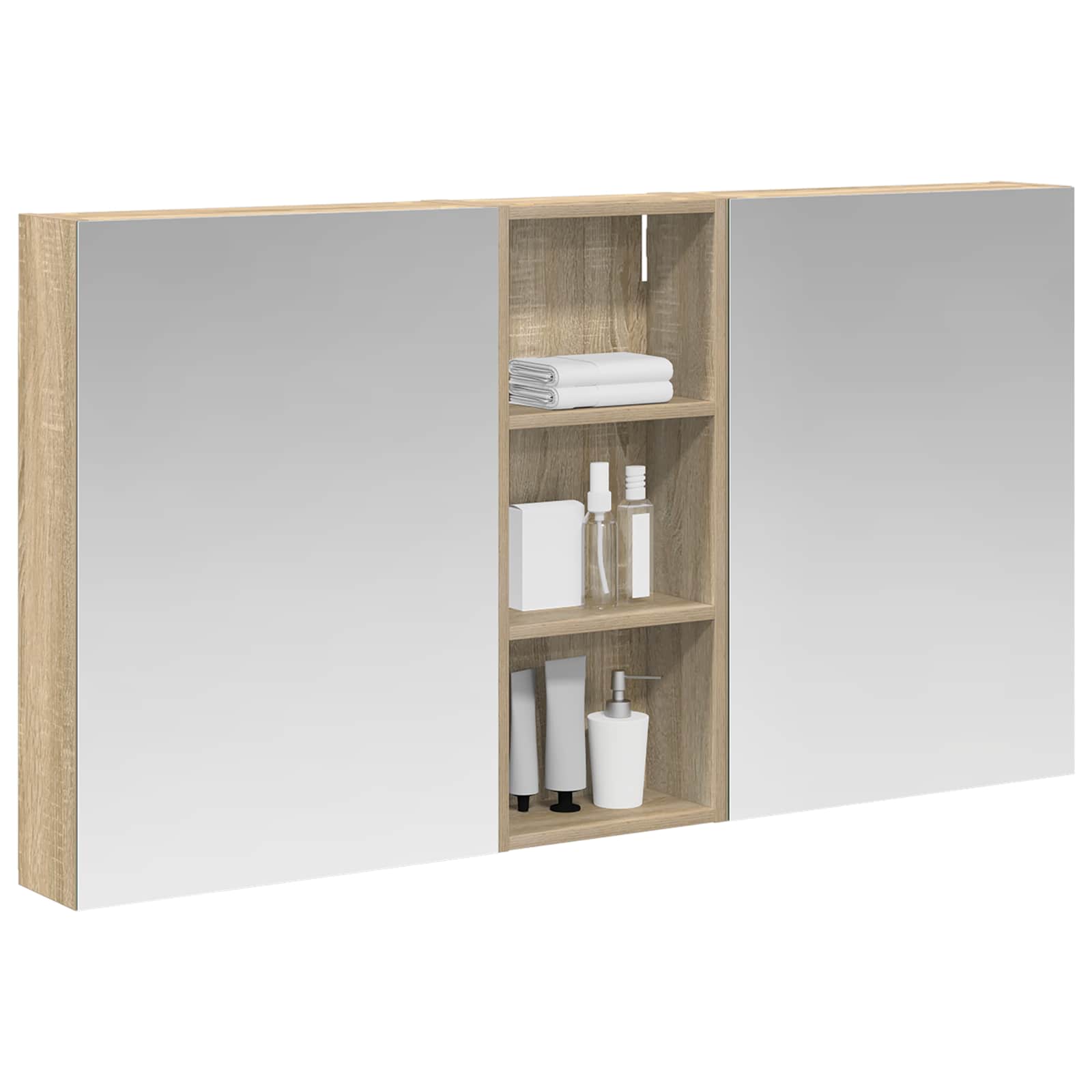 Badeværelsesskabsæt 3 pcs 130 x 14,5 x 70 cm Konstrueret træ