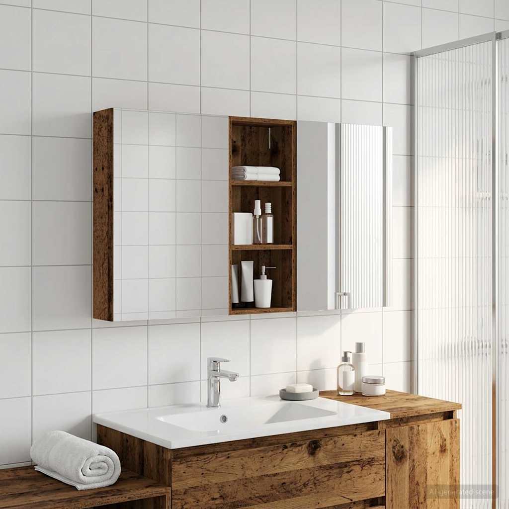 Badeværelsesskabsæt 3 pcs 130 x 14,5 x 70 cm Konstrueret træ