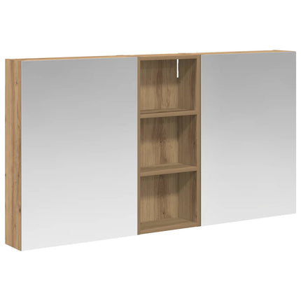 Badeværelsesskabsæt 3 stk. 130 x 14,5 x 70 cm Konstrueret træ