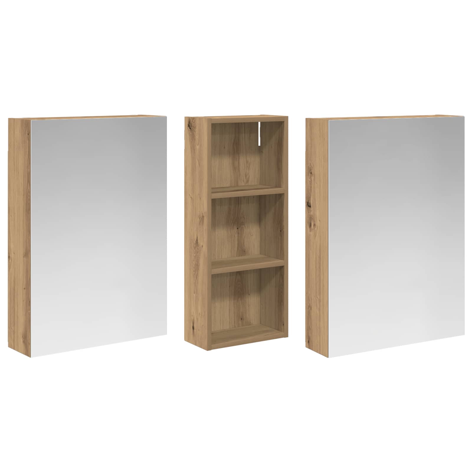 Badeværelsesskabsæt 3 pcs 130 x 14,5 x 70 cm Konstrueret træ