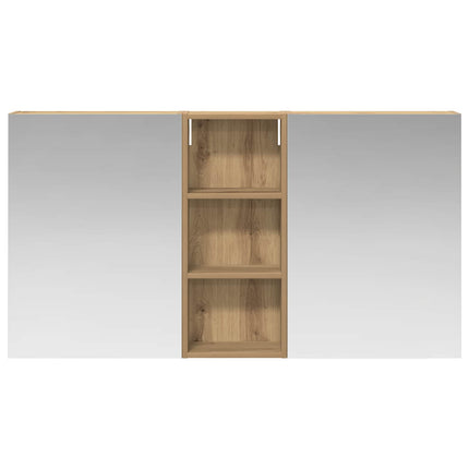 Badeværelsesskabsæt 3 stk. 130 x 14,5 x 70 cm Konstrueret træ