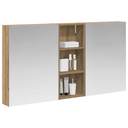 Badeværelsesskabsæt 3 stk. 130 x 14,5 x 70 cm Konstrueret træ