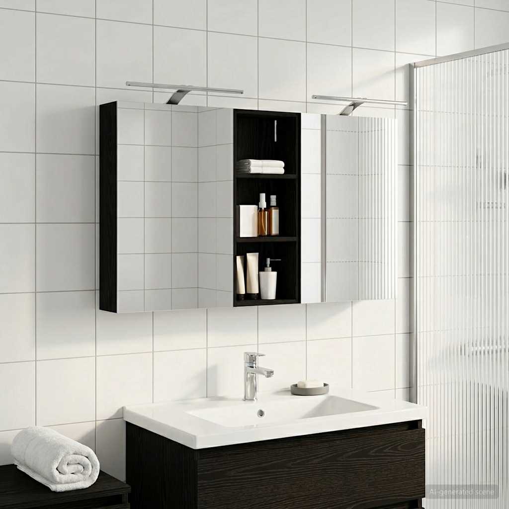 Badeværelsesskabsæt 3 pcs 130 x 14,5 x 70 cm Konstrueret træ