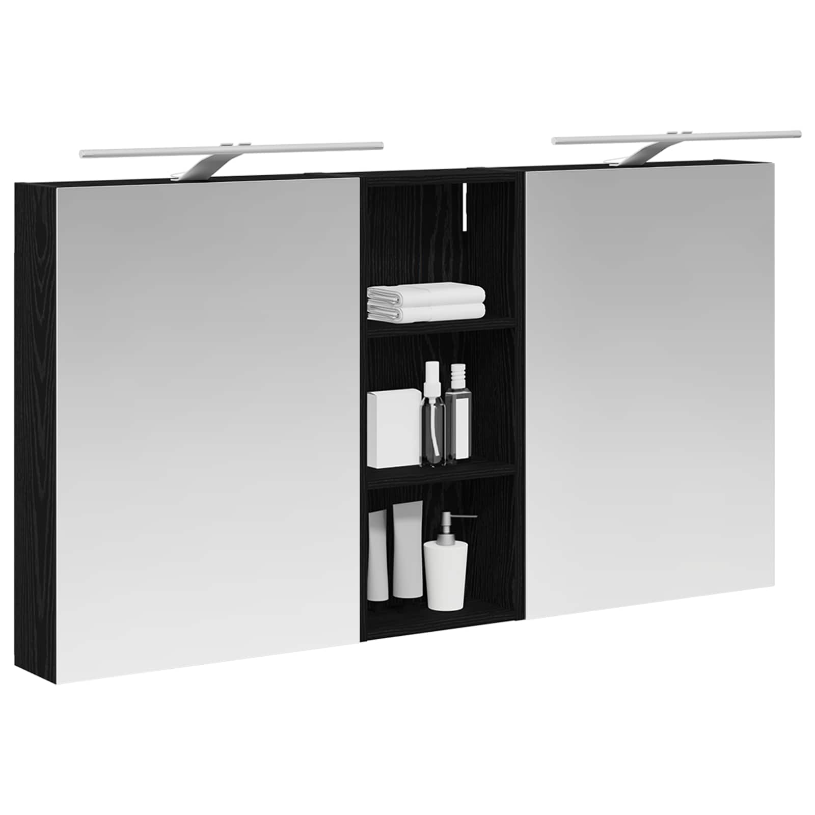 Badeværelsesskabsæt 3 pcs 130 x 14,5 x 70 cm Konstrueret træ