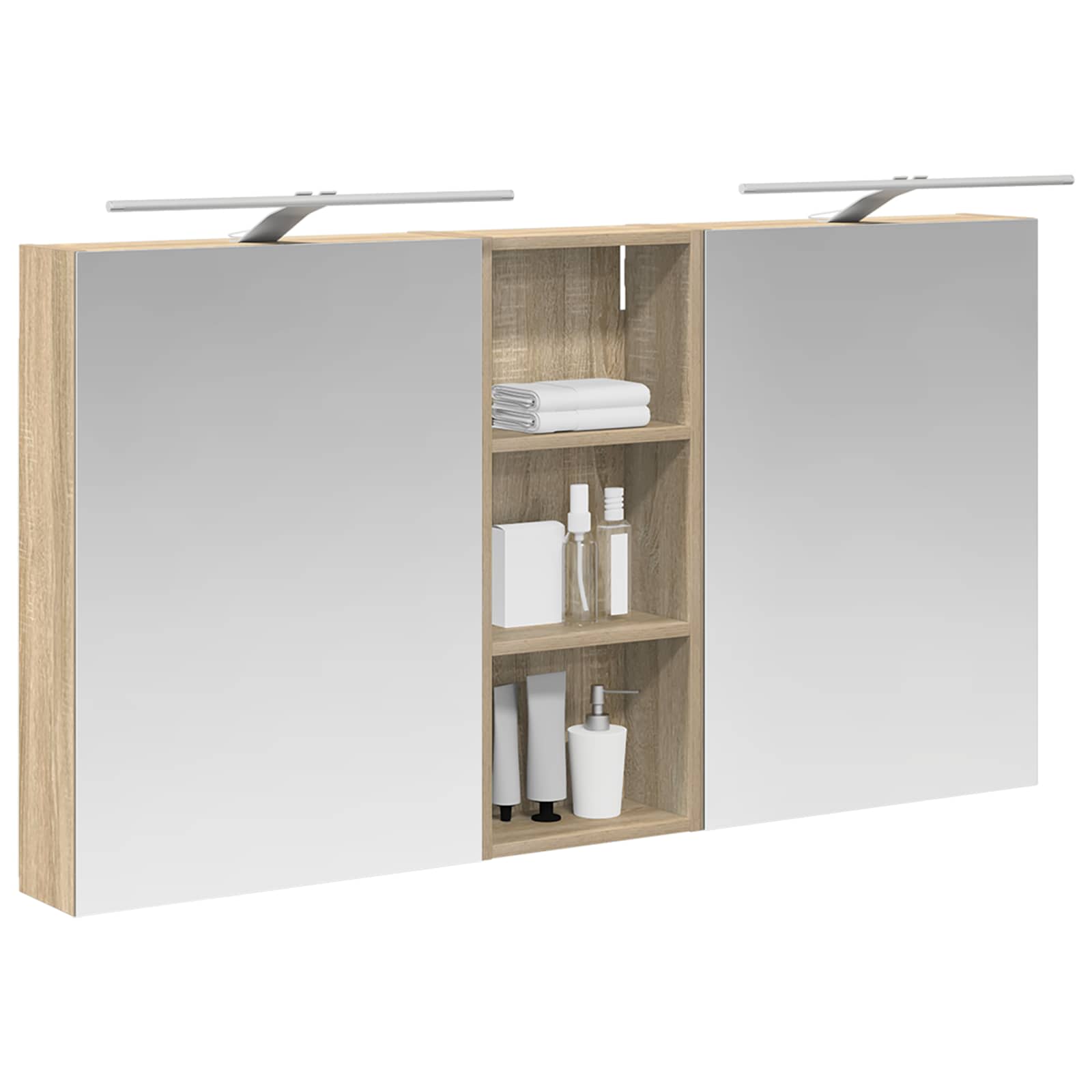 Badeværelsesskabsæt 3 pcs 130 x 14,5 x 70 cm Konstrueret træ