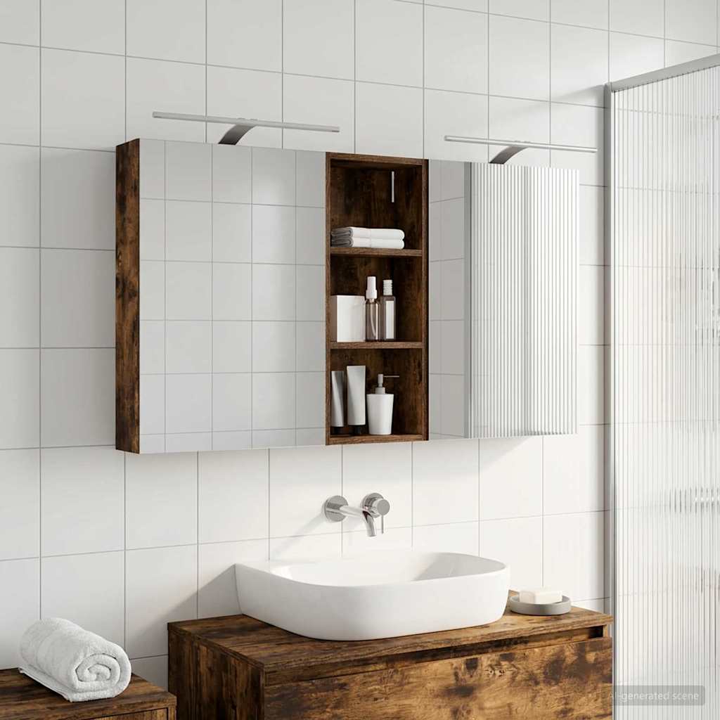 Badeværelsesskabsæt 3 pcs 130 x 14,5 x 70 cm Konstrueret træ
