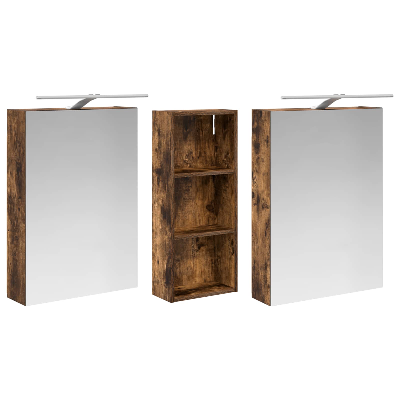 Badeværelsesskabsæt 3 pcs 130 x 14,5 x 70 cm Konstrueret træ