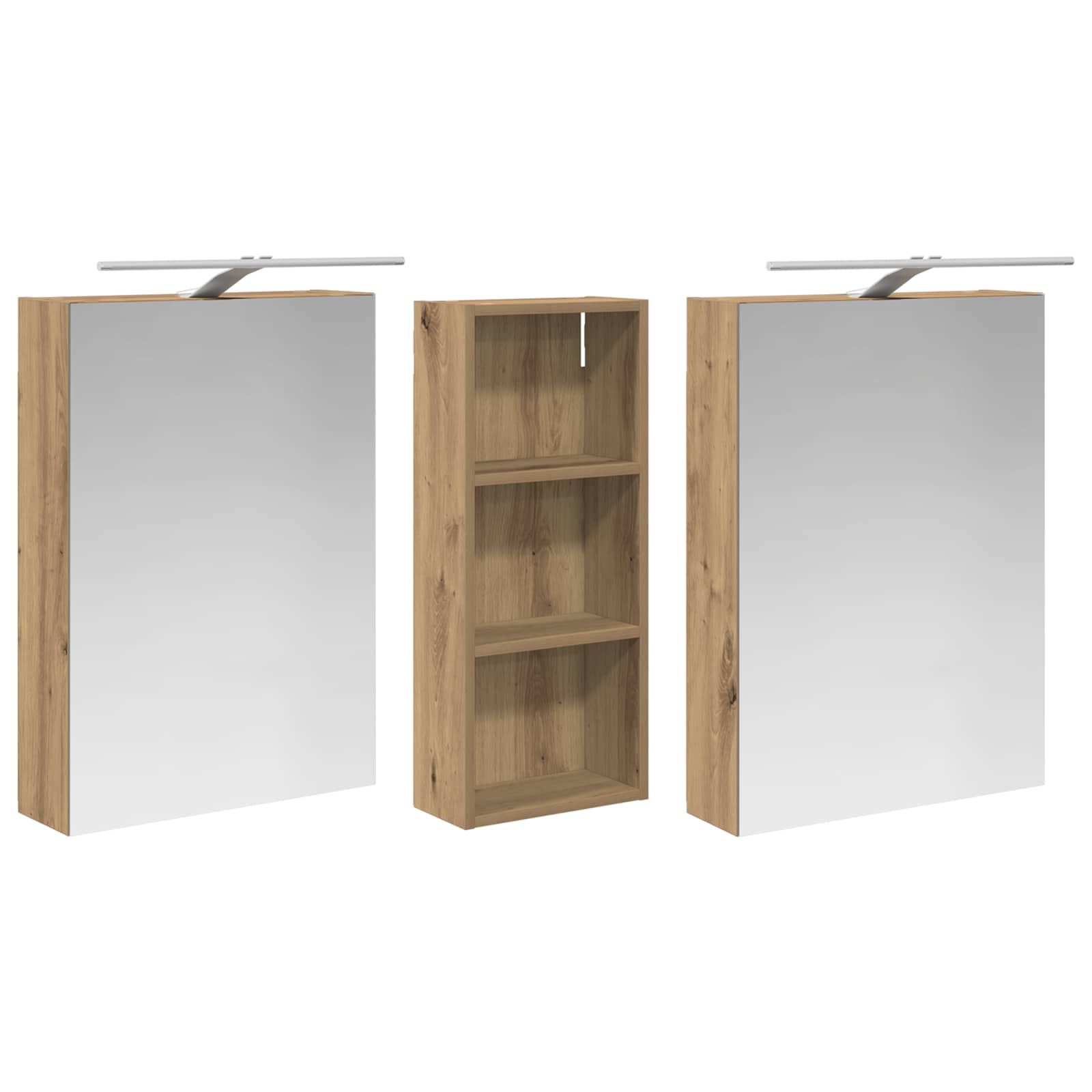Badeværelsesskabsæt 3 pcs 130 x 14,5 x 70 cm Konstrueret træ