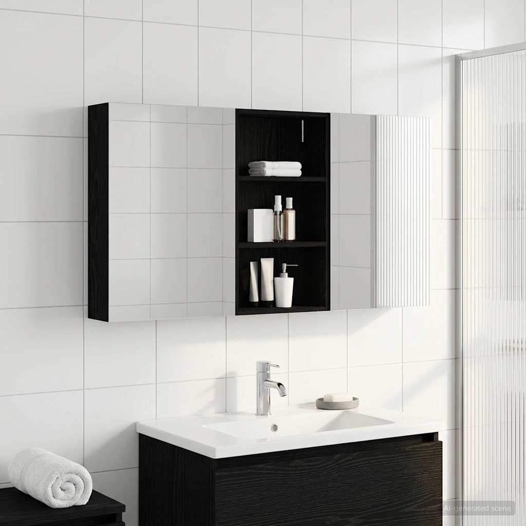 Badeværelsesskabsæt 3 pcs 140 x 14,5 x 70 cm Konstrueret træ