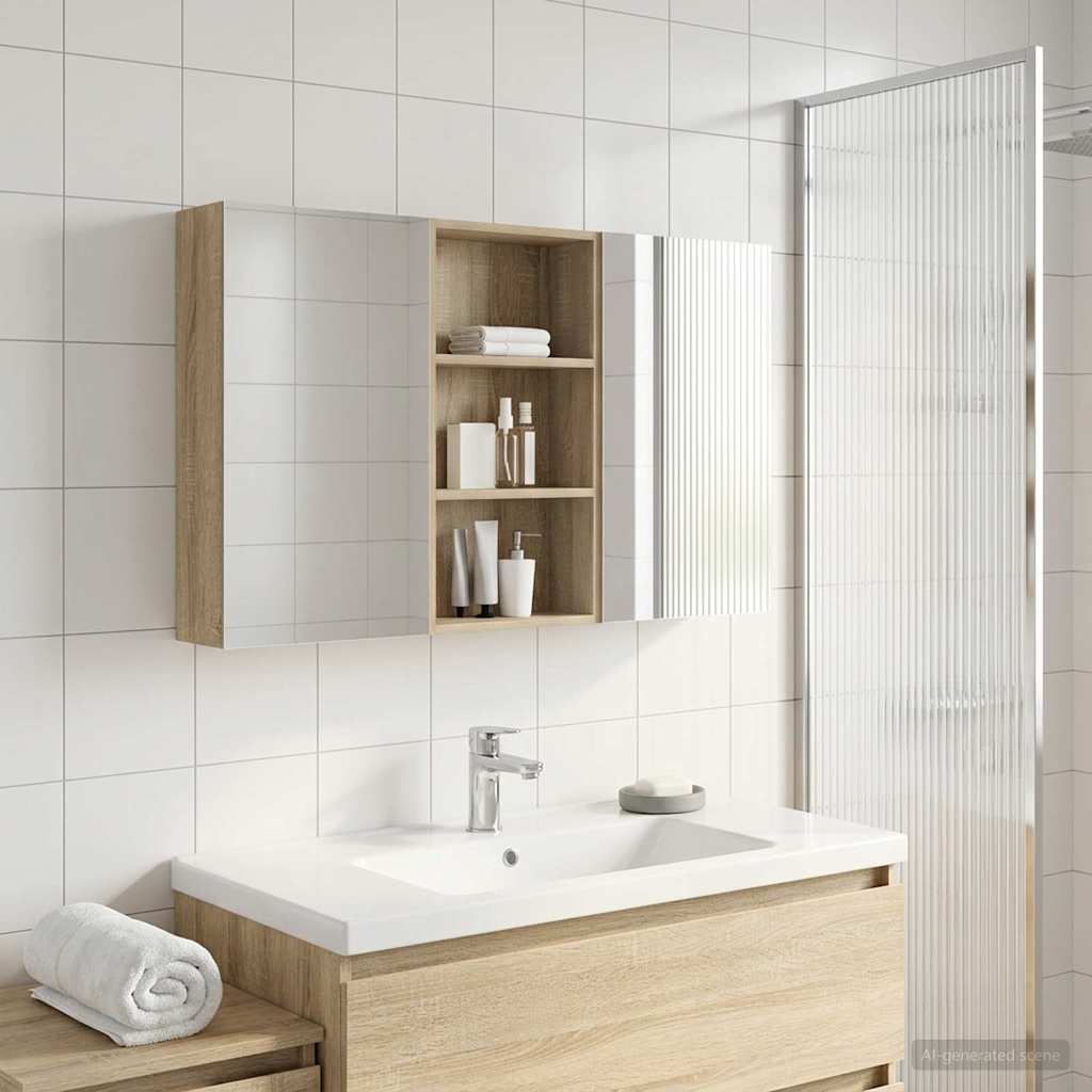 Badeværelsesskabsæt 3 pcs 140 x 14,5 x 70 cm Konstrueret træ