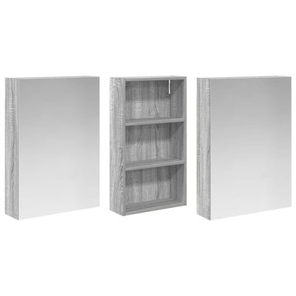 Badeværelsesskabsæt 3 stk. 140 x 14,5 x 70 cm Konstrueret træ