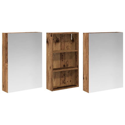 Badeværelsesskabsæt 3 stk. 140 x 14,5 x 70 cm Konstrueret træ