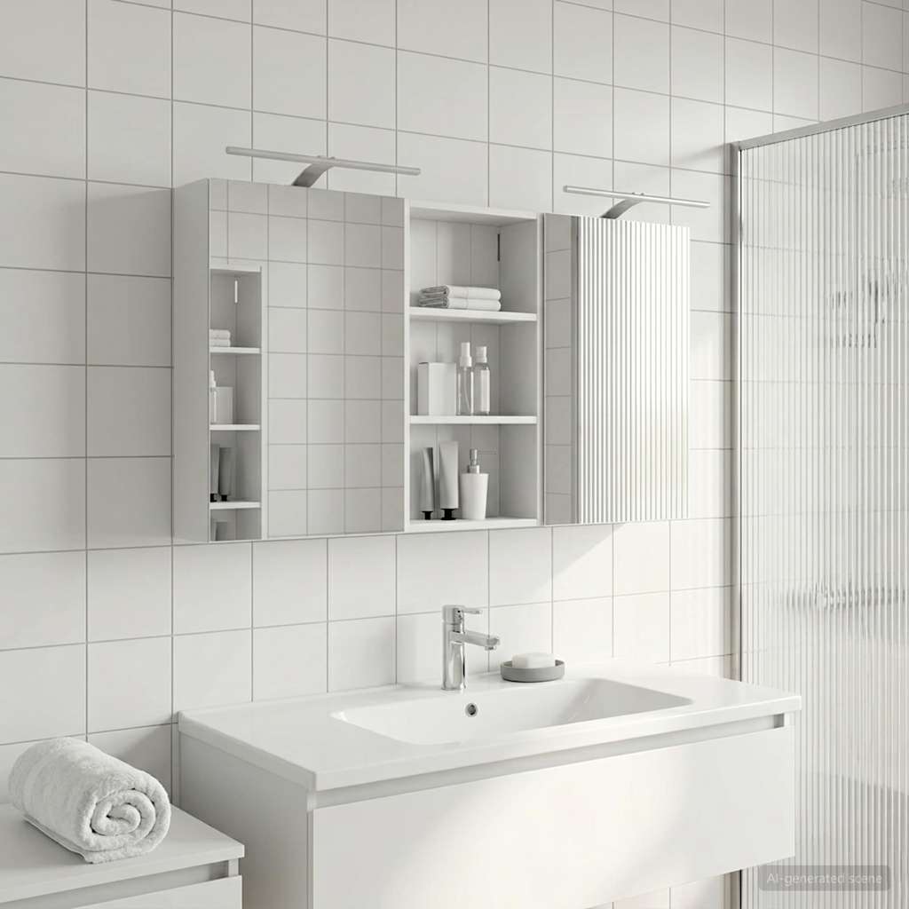 Badeværelsesskabsæt 3 pcs 140 x 14,5 x 70 cm Konstrueret træ