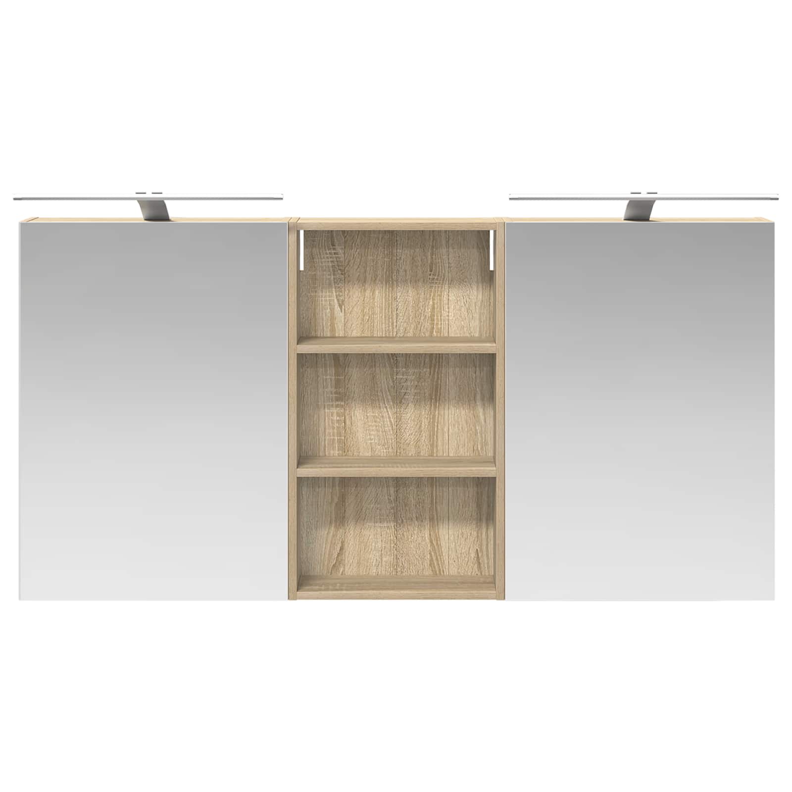 Badeværelsesskabsæt 3 pcs 140 x 14,5 x 70 cm Konstrueret træ