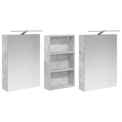 Badeværelsesskabsæt 3 stk. 140 x 14,5 x 70 cm Konstrueret træ