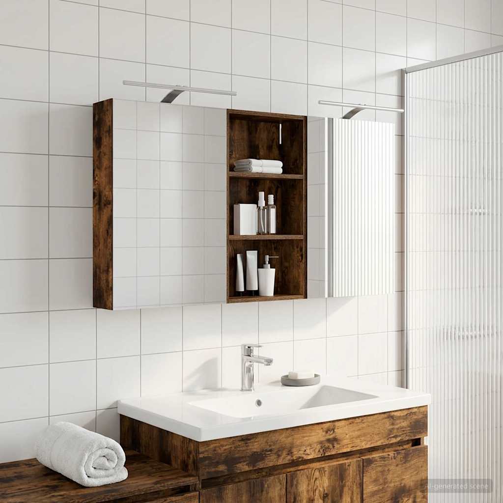 Badeværelsesskabsæt 3 pcs 140 x 14,5 x 70 cm Konstrueret træ