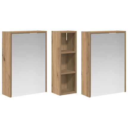 Badeværelsesskabsæt 3 stk. 106 x 16 x 62,5 cm Konstrueret træ