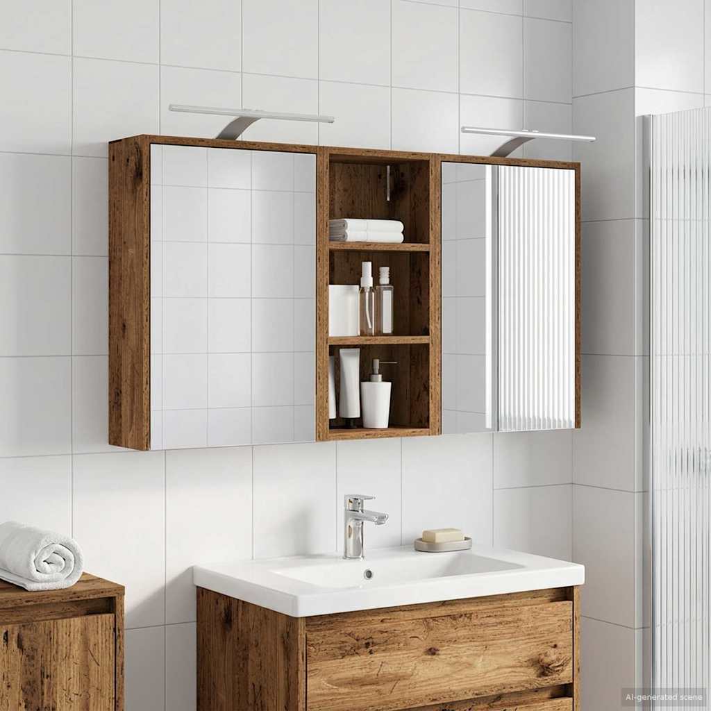 Badeværelsesskabsæt 3 pcs 116 x 16 x 62,5 cm Konstrueret træ