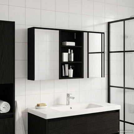 Badeværelsesskabsæt 3 stk. 126 x 16 x 62.5 cm Konstrueret træ