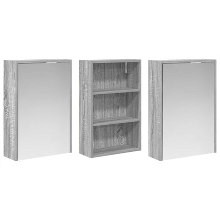 Badeværelsesskabsæt 3 stk. 126 x 16 x 62.5 cm Konstrueret træ