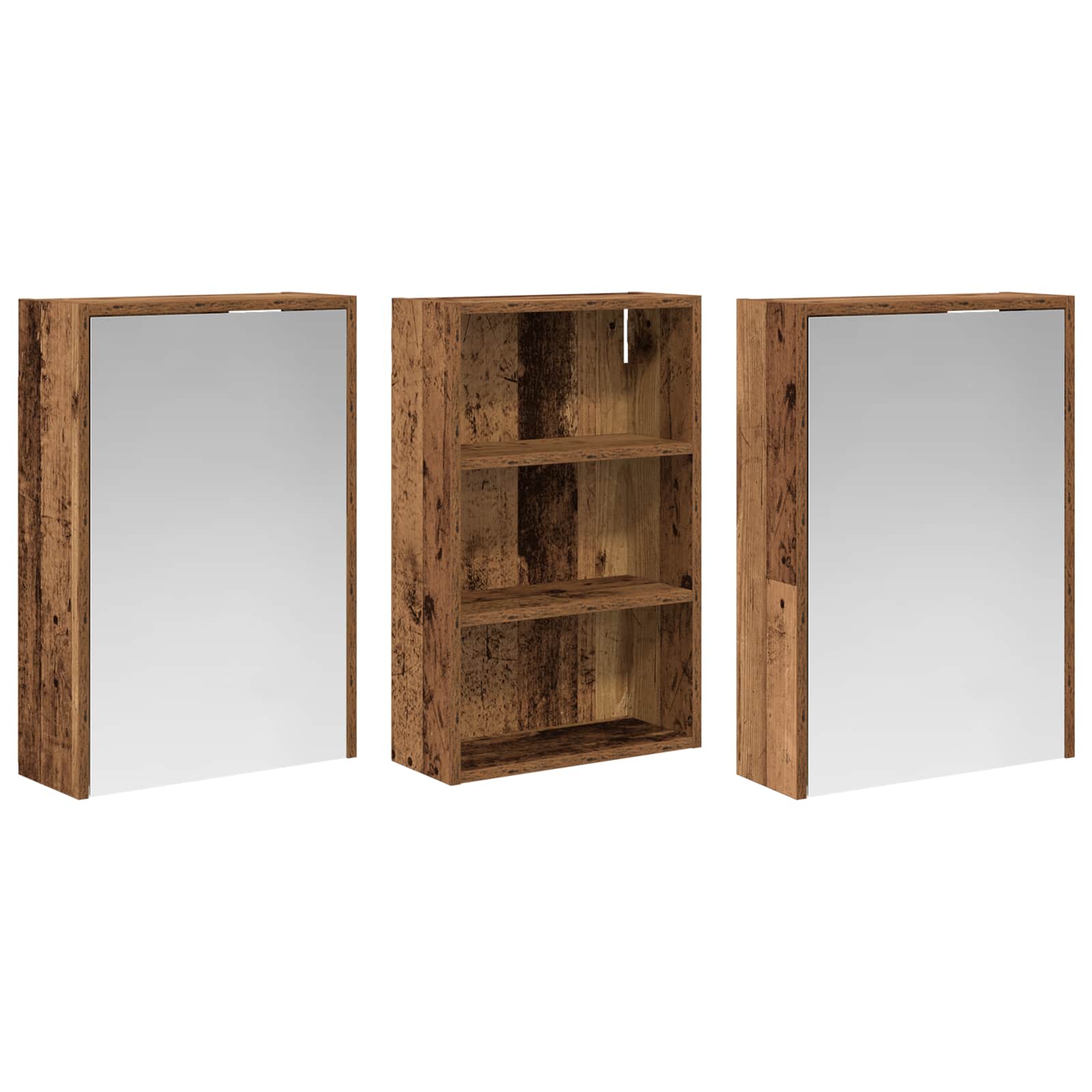 Badeværelsesskabsæt 3 pcs 126 x 16 x 62.5 cm Konstrueret træ