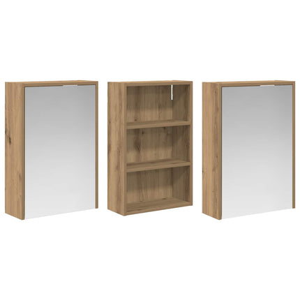 Badeværelsesskabsæt 3 stk. 126 x 16 x 62.5 cm Konstrueret træ