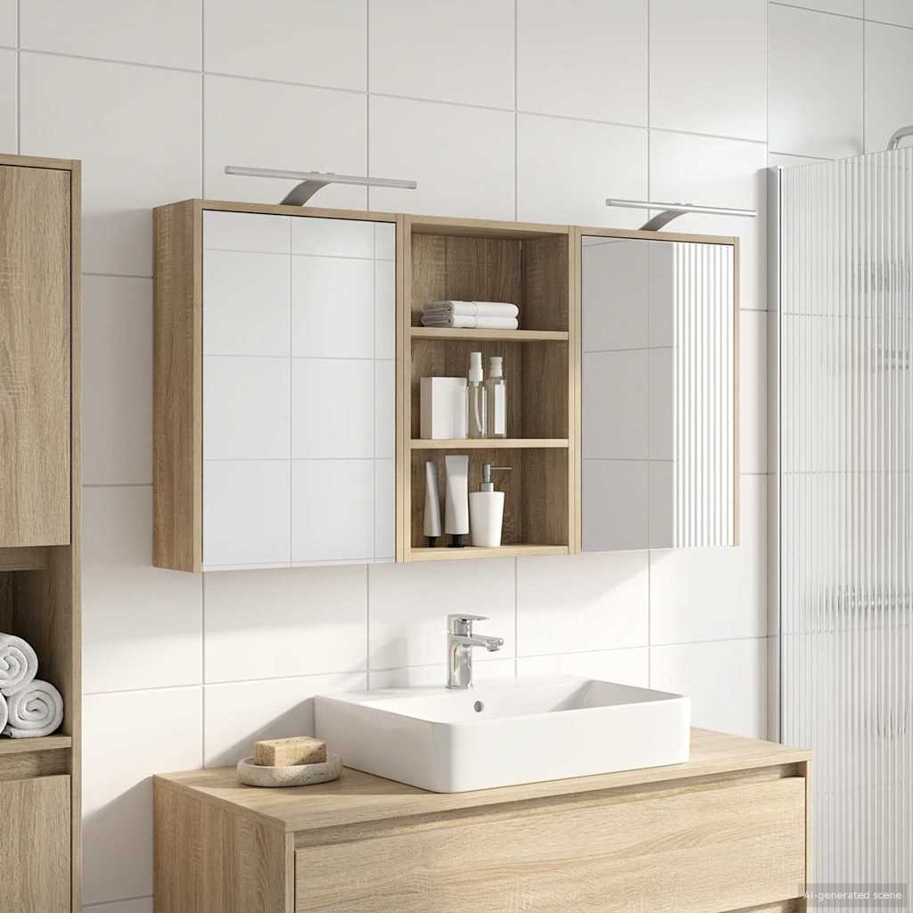 Badeværelsesskabsæt 3 pcs 126 x 16 x 62.5 cm Konstrueret træ